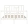 White solid wood bed frame with headboard 140x190 cm by vidaXL, Beds and slatted bases - Ref: Foro24-3193122, Price: 136,02 €...