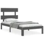 Estructura de cama con cabecero madera maciza gris 100x200cm de vidaXL, Camas y somieres - Ref: Foro24-3193523, Precio: 100,6...