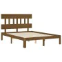 Double bed frame with honey brown wooden headboard by vidaXL, Beds and slatted bases - Ref: Foro24-3193569, Price: 168,15 €, ...