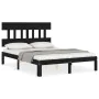 Bed frame with black solid wood headboard 140x200 cm by vidaXL, Beds and slatted bases - Ref: Foro24-3193600, Price: 152,74 €...