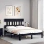 Bed frame with black solid wood headboard 140x200 cm by vidaXL, Beds and slatted bases - Ref: Foro24-3193600, Price: 152,74 €...