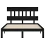 Bed frame with black solid wood headboard 140x200 cm by vidaXL, Beds and slatted bases - Ref: Foro24-3193600, Price: 152,74 €...