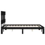 Bed frame with black solid wood headboard 140x200 cm by vidaXL, Beds and slatted bases - Ref: Foro24-3193600, Price: 152,74 €...