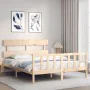 Double bed frame with solid wood headboard by vidaXL, Beds and slatted bases - Ref: Foro24-3193276, Price: 146,42 €, Discount: %