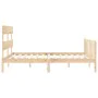 Double bed frame with solid wood headboard by vidaXL, Beds and slatted bases - Ref: Foro24-3193276, Price: 146,42 €, Discount: %