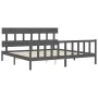 Double bed frame with gray solid wood headboard by vidaXL, Beds and slatted bases - Ref: Foro24-3193353, Price: 165,02 €, Dis...