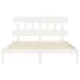 White solid wood bed frame with headboard 160x200 cm by vidaXL, Beds and slatted bases - Ref: Foro24-3193607, Price: 147,18 €...