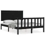 Bed frame with black solid wood headboard 120x200 cm by vidaXL, Beds and slatted bases - Ref: Foro24-3193400, Price: 180,90 €...