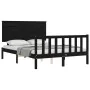 Bed frame with black solid wood headboard 120x200 cm by vidaXL, Beds and slatted bases - Ref: Foro24-3193400, Price: 180,90 €...