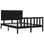 Bed frame with black solid wood headboard 120x200 cm by vidaXL, Beds and slatted bases - Ref: Foro24-3193400, Price: 180,90 €...