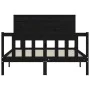 Bed frame with black solid wood headboard 120x200 cm by vidaXL, Beds and slatted bases - Ref: Foro24-3193400, Price: 180,90 €...