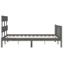 Double bed frame with gray solid wood headboard by vidaXL, Beds and slatted bases - Ref: Foro24-3193248, Price: 135,92 €, Dis...