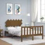 Honey brown solid wood headboard bed frame 120x200 cm by vidaXL, Beds and slatted bases - Ref: Foro24-3193464, Price: 131,06 ...