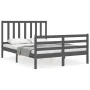 Gray solid wood bed frame with headboard 120x200 cm by vidaXL, Beds and slatted bases - Ref: Foro24-3193853, Price: 144,45 €,...