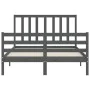 Gray solid wood bed frame with headboard 120x200 cm by vidaXL, Beds and slatted bases - Ref: Foro24-3193853, Price: 144,45 €,...