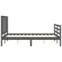 Gray solid wood bed frame with headboard 120x200 cm by vidaXL, Beds and slatted bases - Ref: Foro24-3193853, Price: 144,45 €,...