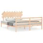 Bed frame with solid wood headboard 160x200 cm by vidaXL, Beds and slatted bases - Ref: Foro24-3195296, Price: 139,46 €, Disc...