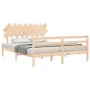 Bed frame with solid wood headboard 160x200 cm by vidaXL, Beds and slatted bases - Ref: Foro24-3195296, Price: 139,46 €, Disc...