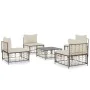 5-teiliges Gartenmöbel-Set und anthrazitfarbene PE-Rattan-Kissen von vidaXL, Outdoor-Sofas - Ref: Foro24-3186710, Preis: 357,...