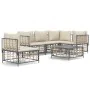 Gartenmöbel-Set 6-teilig anthrazitfarbene Kissen PE-Rattan von vidaXL, Outdoor-Sofas - Ref: Foro24-3186764, Preis: 478,17 €, ...