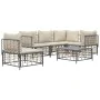 Gartenmöbel-Set 6-teilig anthrazitfarbene Kissen PE-Rattan von vidaXL, Outdoor-Sofas - Ref: Foro24-3186764, Preis: 478,17 €, ...