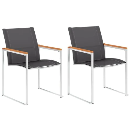 Garden chairs 2 units textilene and gray stainless steel by vidaXL, Garden chairs - Ref: Foro24-46497, Price: 159,34 €, Disco...