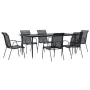 Garden dining set 7 pieces steel and black textilene by vidaXL, Garden sets - Ref: Foro24-3200688, Price: 471,97 €, Discount: %