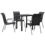 5-piece garden dining set, black steel and textilene by vidaXL, Garden sets - Ref: Foro24-3200711, Price: 251,96 €, Discount: %