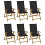 6 pcs folding garden chairs and solid acacia wood cushions by vidaXL, Garden chairs - Ref: Foro24-3064126, Price: 479,73 €, D...