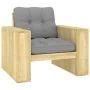 Garden chair and gray impregnated pine wood cushions by vidaXL, Garden chairs - Ref: Foro24-3065742, Price: 164,28 €, Discoun...