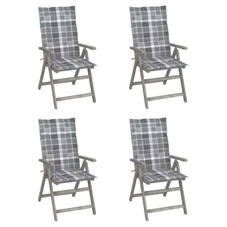 Reclining garden chairs 4 pcs solid acacia wood cushions by vidaXL, Garden chairs - Ref: Foro24-3065391, Price: 272,15 €, Dis...