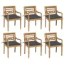 Batavia chairs 6 units solid teak wood with cushions by vidaXL, Garden chairs - Ref: Foro24-3073337, Price: 767,07 €, Discoun...