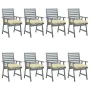 Dining garden chairs 8 pcs solid acacia wood with cushions by vidaXL, Garden chairs - Ref: Foro24-3078448, Price: 641,13 €, D...