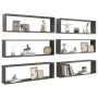 Cube wall shelf 6 units glossy gray plywood 100x15x30 cm by vidaXL, Shelves and shelves - Ref: Foro24-807105, Price: 70,47 €,...