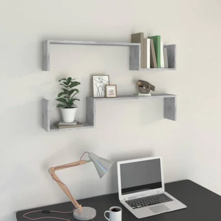 Wall shelves 2 pcs gray engineered wood 100x15x20 cm by vidaXL, Shelves and shelves - Ref: Foro24-807272, Price: 22,74 €, Dis...