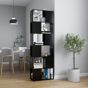 Black plywood separator bookcase 60x24x186 cm by vidaXL, Bookcases and shelves - Ref: Foro24-809099, Price: 63,98 €, Discount: %