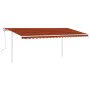 Manual retractable awning with orange and brown poles 5x3.5 m by vidaXL, Awnings - Ref: Foro24-3070060, Price: 525,90 €, Disc...