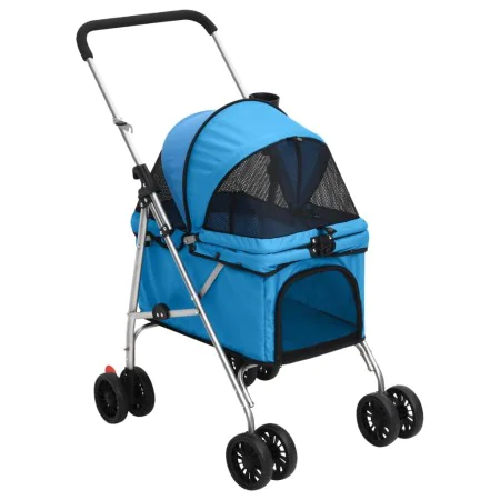 Zusammenklappbarer Hundekinderwagen aus blauem Oxford-Stoff, 76 x 50 x 100 cm von vidaXL, Kinderwagen für Haustiere - Ref: Fo...