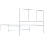 Metal bed frame with white headboard 100x200 cm by vidaXL, Beds and slatted bases - Ref: Foro24-352524, Price: 72,95 €, Disco...