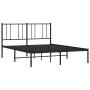 Bed frame with black metal headboard 135x190 cm by vidaXL, Beds and slatted bases - Ref: Foro24-352479, Price: 103,85 €, Disc...