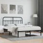 Bed frame with black metal headboard 150x200 cm by vidaXL, Beds and slatted bases - Ref: Foro24-352580, Price: 136,58 €, Disc...