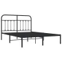 Bed frame with black metal headboard 150x200 cm by vidaXL, Beds and slatted bases - Ref: Foro24-352580, Price: 136,58 €, Disc...