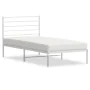 Metal bed frame with white headboard 90x200 cm by vidaXL, Beds and slatted bases - Ref: Foro24-352361, Price: 61,56 €, Discou...