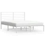 Metal bed frame with white headboard 135x190 cm by vidaXL, Beds and slatted bases - Ref: Foro24-352367, Price: 110,55 €, Disc...