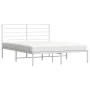 Metal bed frame with white headboard 135x190 cm by vidaXL, Beds and slatted bases - Ref: Foro24-352367, Price: 110,55 €, Disc...