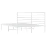 Metal bed frame with white headboard 135x190 cm by vidaXL, Beds and slatted bases - Ref: Foro24-352367, Price: 110,55 €, Disc...