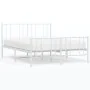 Metal bed frame with headboard and white footboard 140x190 cm by vidaXL, Beds and slatted bases - Ref: Foro24-352547, Price: ...