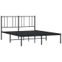 Bed frame with black metal headboard 150x200 cm by vidaXL, Beds and slatted bases - Ref: Foro24-352482, Price: 114,10 €, Disc...