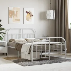 Metal bed frame with headboard and white footboard 120x200 cm by vidaXL, Beds and slatted bases - Ref: Foro24-353700, Price: ...