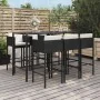 Garden table and high stools and cushions 7 pieces black PE rattan by vidaXL, Garden sets - Ref: Foro24-3200651, Price: 561,9...